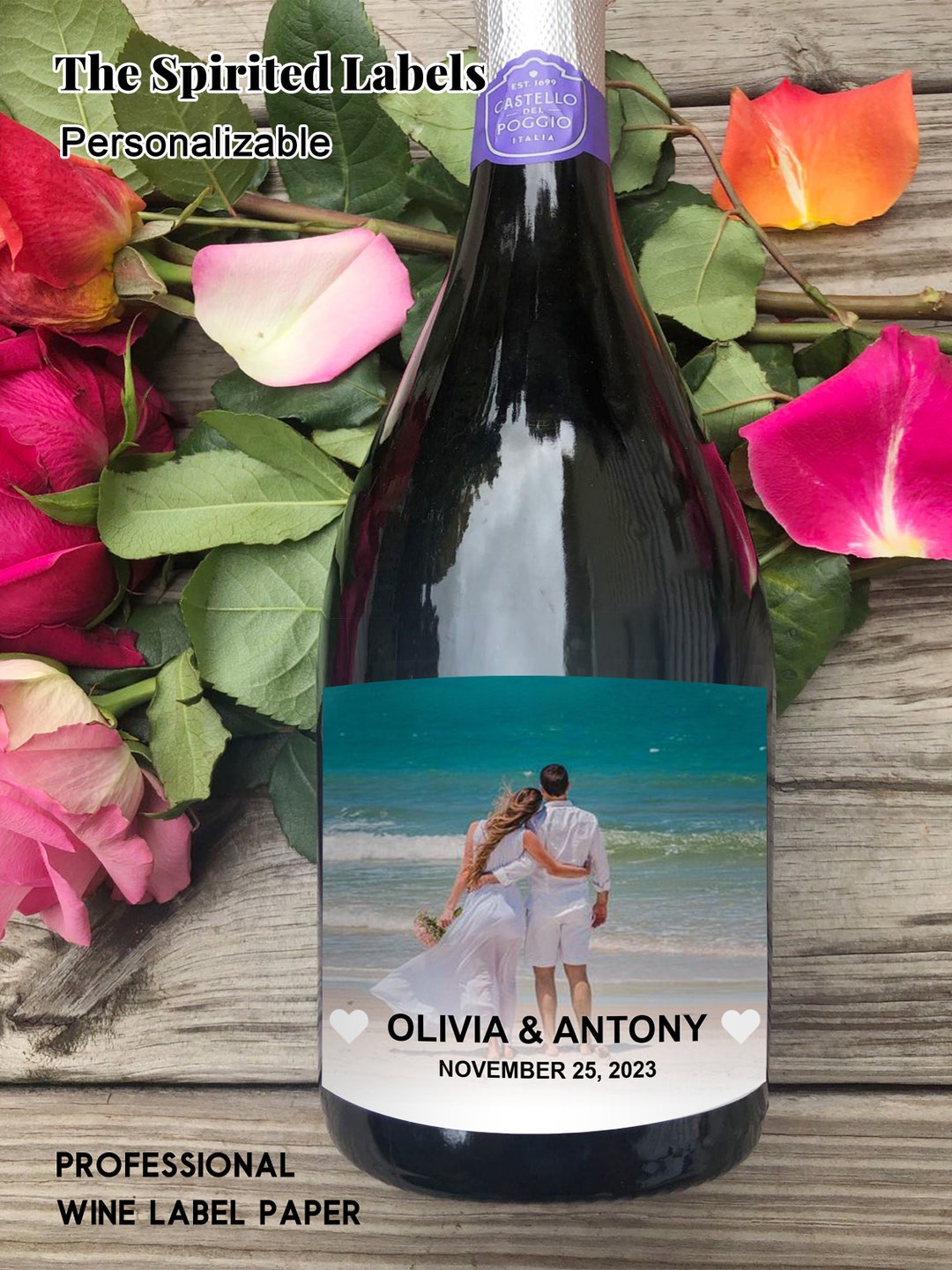 Engagement Wine Photo Label/custom Wine Bottle Labels/engagement Gifts