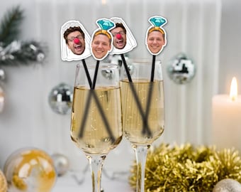 Custom Face Drink Stirrers/Groom Face Straws/Final Fiesta Bachelorette Party Decors/Swizzle Sticks/Bachelorette Party Favors & Decorations