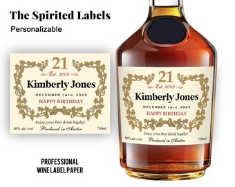 Custom Cognac Labels/21st Birthday Gift/30th Birthday Gift for Him/Printable Cognac Labels/Birthday Custom Labels/Personalized Liquor Labels