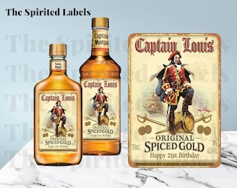 Personalized Captain Morgan Rum Label/21st Wine Label/Custom Birthday Rum Label/21 Birthday Gift Friend/Unique 21st Gift/Birthday Party Gift