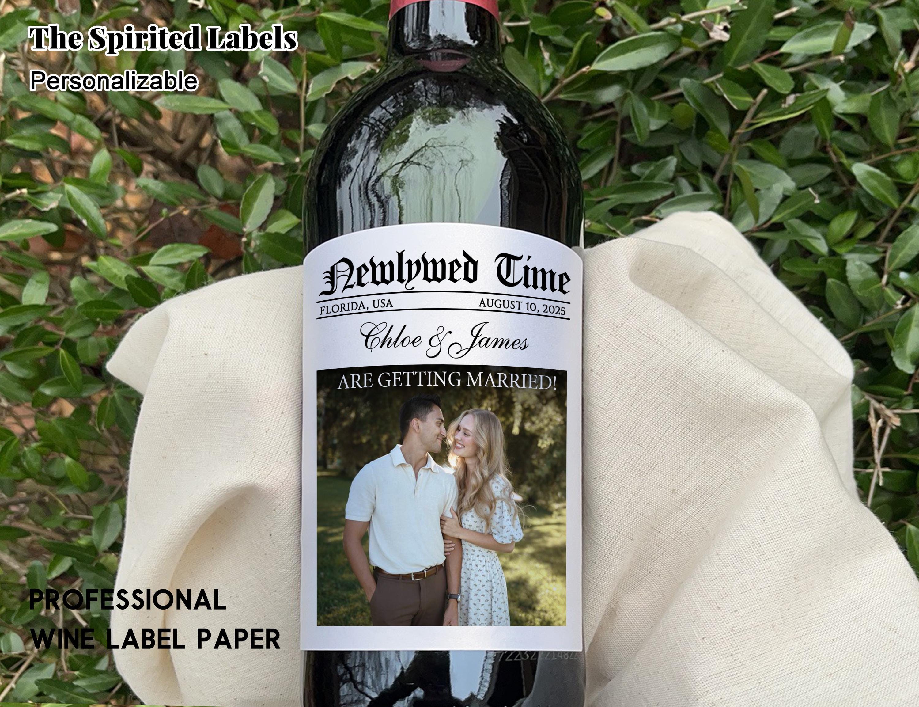 Collection Times Label CUSTOM Photo Times Newspaper Label/wedding Newspaper Wine Label/photo ...