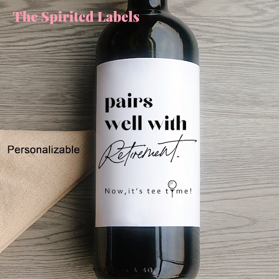 Pairs Well With Retirement Wine Label/retirement Gift for Etsy
