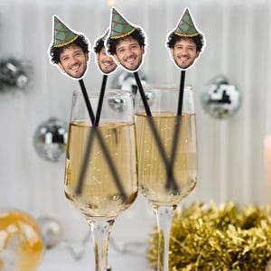Personalized Face Cocktail Stirrers/50th Birthday Stir Sticks/Funny Birthday Party Decorations/Retirement Photo Swizzle Sticks/30th, 40th
