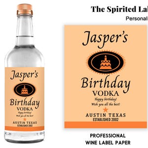Custom Tito's Labels/Birthday Vodka Gifts/Personalized Birthday Label/30th 40th 50th Birthday Gift/21st Birthday Bottle Label/Gift for Him