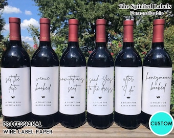 Custom Wine Label Set for Wedding Planning Milestone Wine Labels/Engagement Gift/personalized gift for the couple/bride and groom gifts