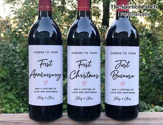 Custom Marriage Milestones Wine Labels/Wedding Gift/Wedding Milestone Label/Bridal Shower Gift/First Anniversary Gift/Married Moments