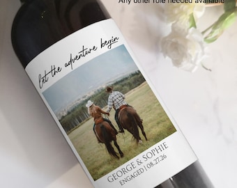 Personalized Photo Label/Engagement Gifts for Couple/Newly Engaged Gifts for Couple/Photo Engagement Gift/She Said Yes/Wedding Plan Gift