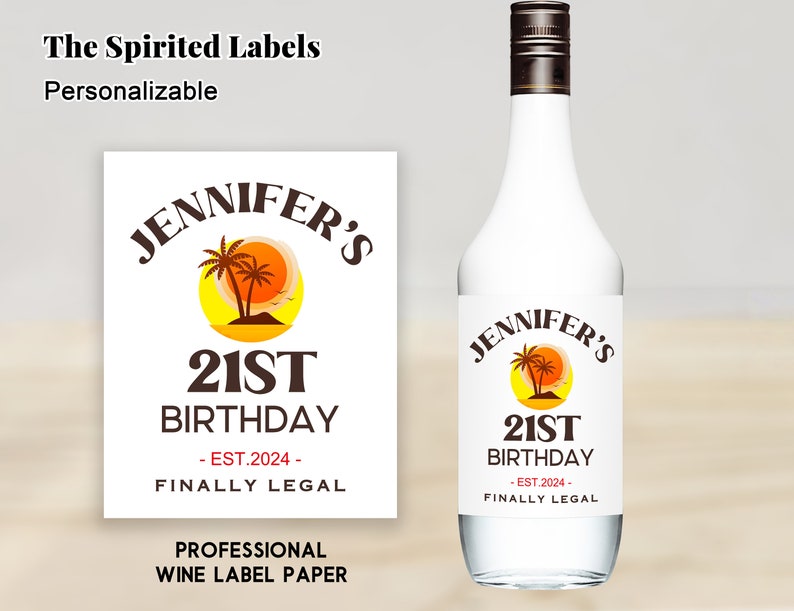Custom Coconut RUM Bottle Label/Birthday Liquor Label/Personalized Birthday Gifts/21st Birthday Gift for Him/30th Birthday Party Decoration image 8