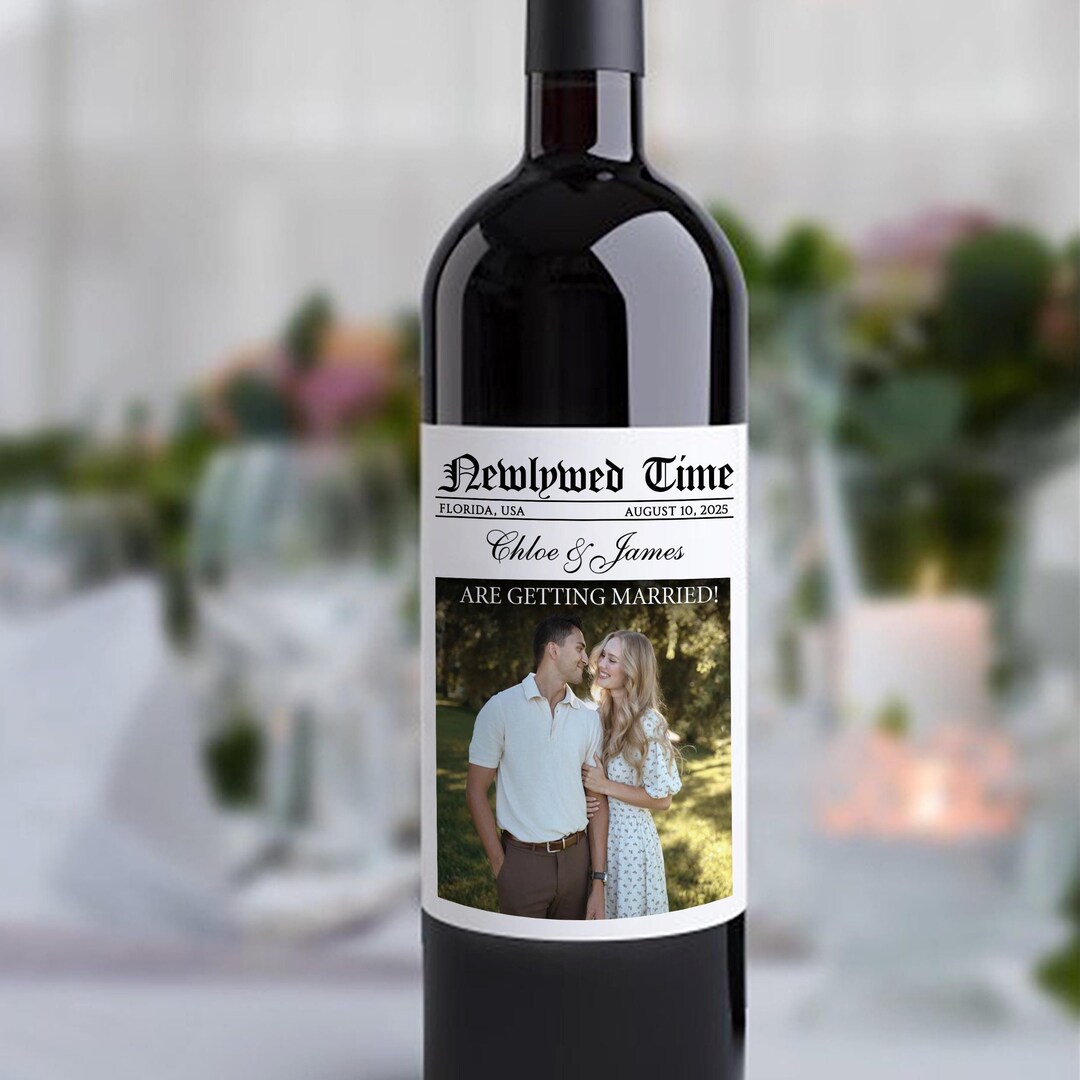 Collection Times Label CUSTOM Photo Times Newspaper Label/wedding Newspaper Wine Label/photo ...