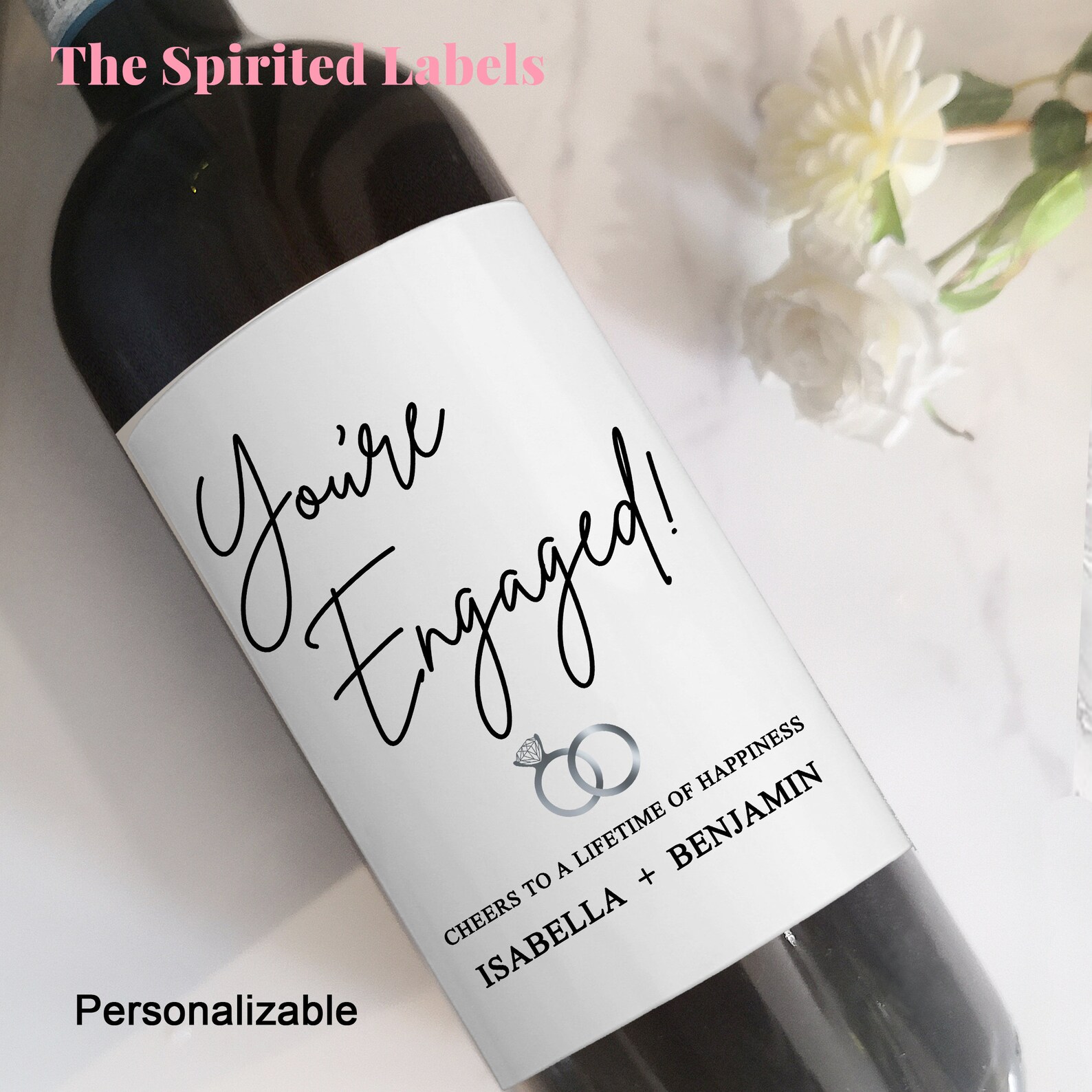 Engagement Wine Label/engagement Gift/personalized Engagement Etsy