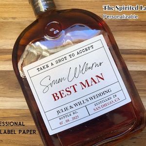 Best Man Proposal Whiskey Label/Custom Liquor Label for Groomsman/Groomsmen Proposal Gift/Man of Honor Gift/Whiskey Bottle Label for Wedding