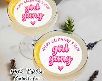 Happy Galentines Day Edible Drink topper/Valentines Day Drinks/Galentines Day Party Decor/Girlfriend Favor/Valentines Favors/Cupcake Topper