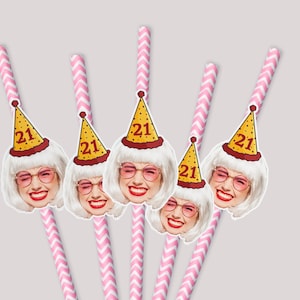 Custom Head Birthday Straws/Personalized Face Straws/Personalized Birthday Tableware Decor Any Age/Funny Birthday Straws/Birthday Decoration
