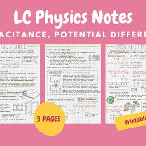 Capacitance and Potential Difference Notes - Leaving Cert Physics