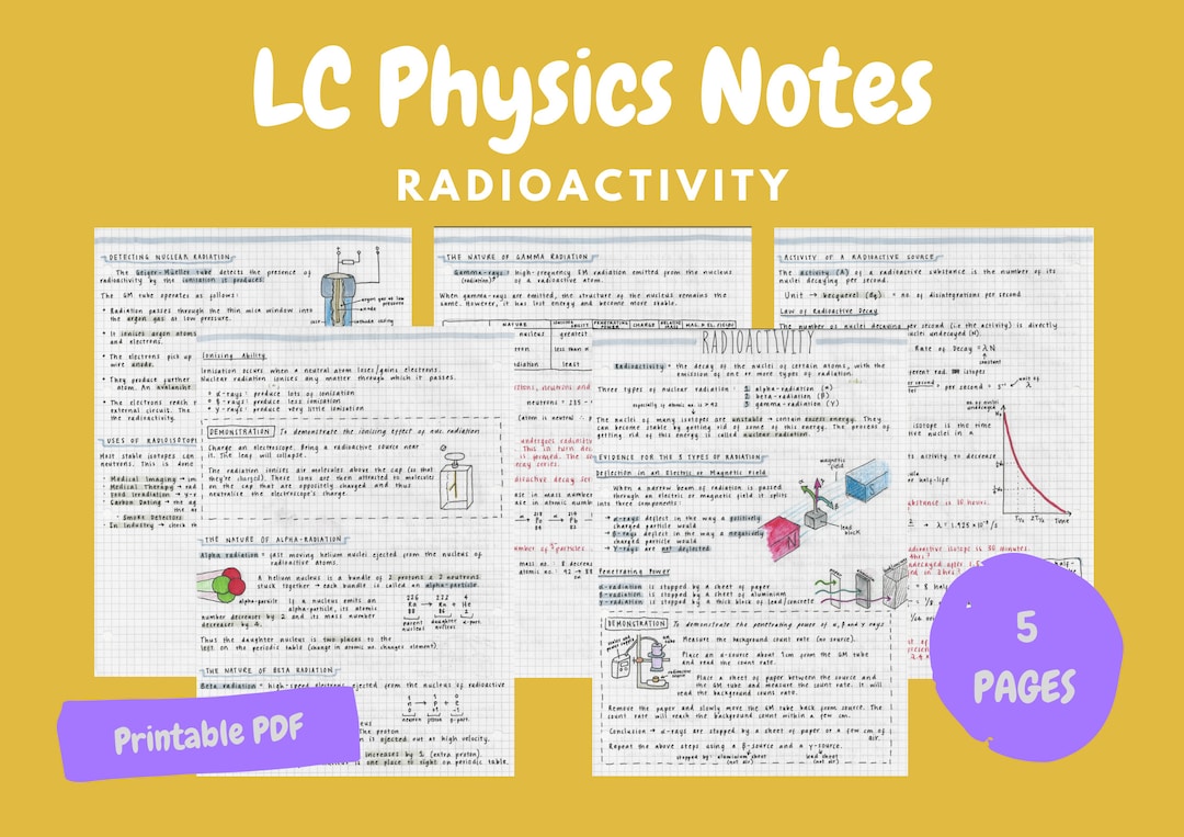 Radioactivity Notes - Leaving Cert Physics - Etsy