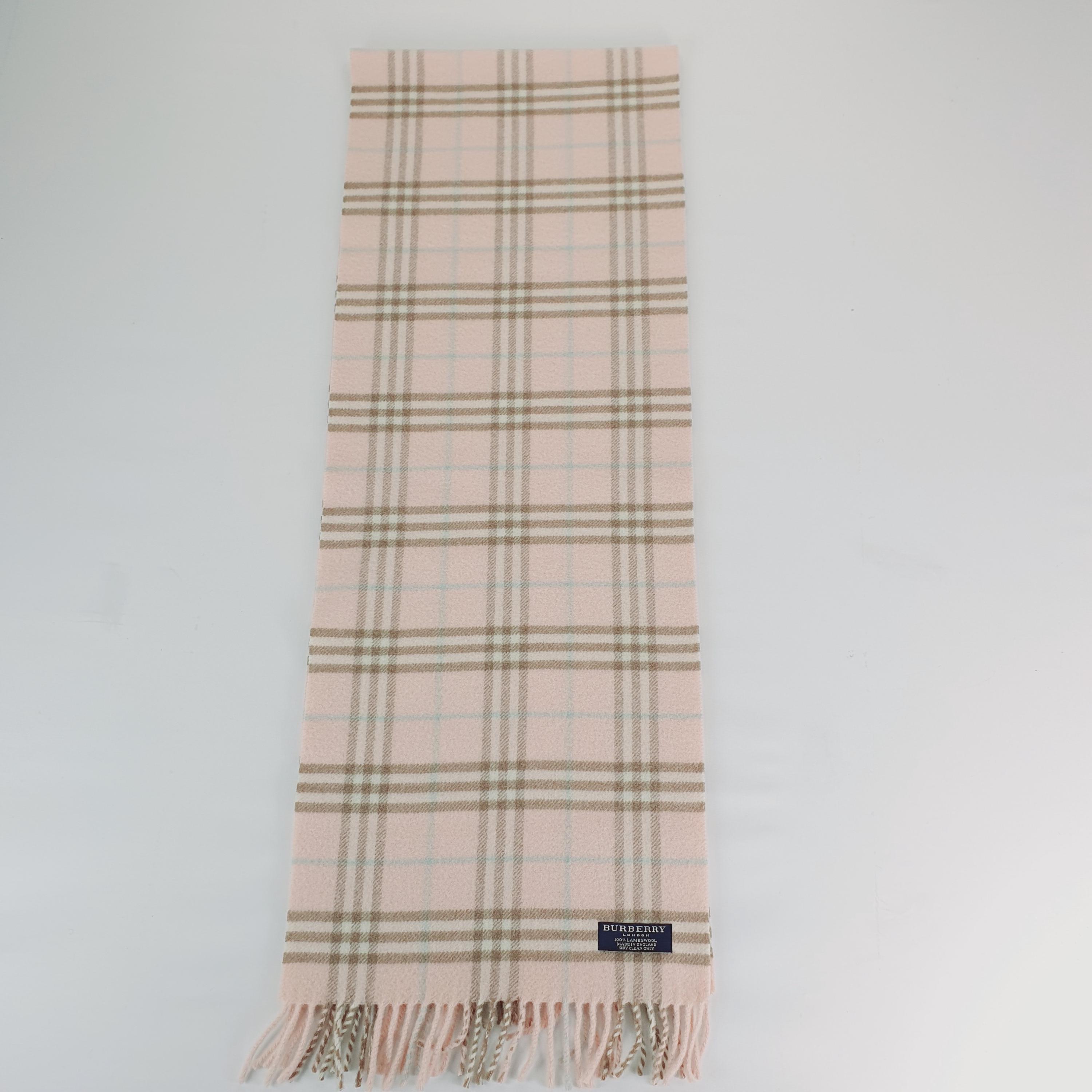 Genuine Burberry Wool Scarf in an Excellent Condition Pink