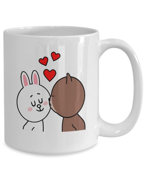 Valentine Gift For Her Cute Brown Bear & Cony Bunny With Love Valentine Mug 11oz Valentine Gift For Her Cute Brown Bear & Cony Bunny With Love Valentine Mug 11oz