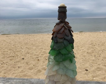 Ombre Sea Glass Tree Decor