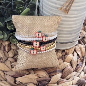 teacher bracelet/apple bracelet/seed bead bracelet/teacher appreciation/custom bracelet/personalized bracelet/layering bracelet/bracelet set