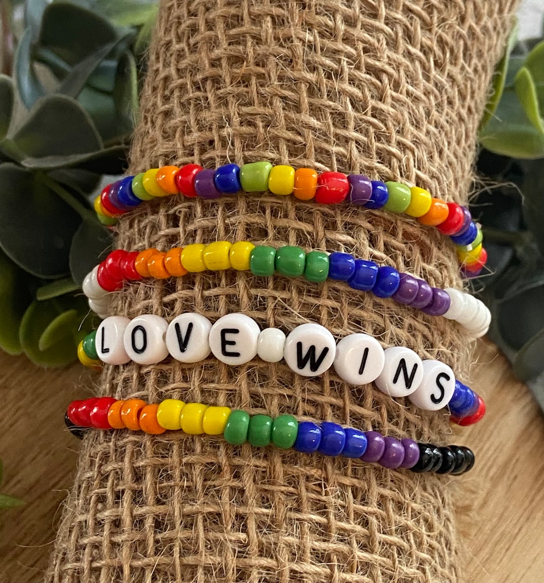 Rainbow Beaded Bracelet / Pride Bracelet / Love Wins / Custom Bracelet ...