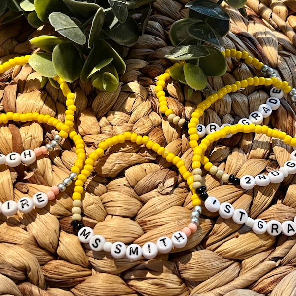 teacher bracelet/pencil bracelet/seed bead bracelet/bracelet stack/custom bracelet/personalized bracelet/layering bracelet/bracelet set