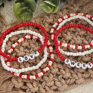 holiday seed bead bracelet/custom word bracelet/valentines bracelet/seed bead bracelet/holiday bracelet/valentines day bracelet