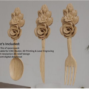 Floral Spoon STL Pack: CNC & 3D Printer Files (Digital Download)