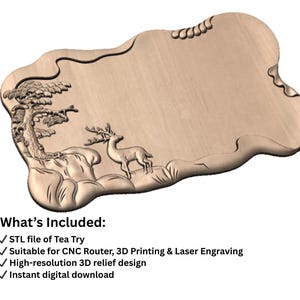 Tablett STL-Datei für CNC-Maschine und 3D-Drucker - Digitales Relief-Design für Holzschnitzereien & 3D-Druck