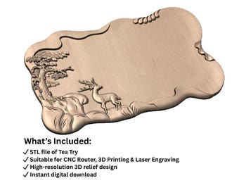 Deer Scene Tray STL File: CNC Router & 3D Printer Design (Digital Download)
