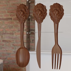 Lion Spoon STL Files: CNC Router & 3D Printer Designs (Digital Download)