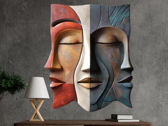 Abstract Face Wall Art 3D CNC Model | Wooden Relief Carving STL for CNC Router | Modern Face Panel Wall Decor