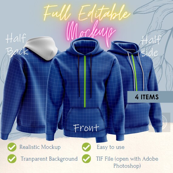 Zipless Hoodie Mockup - Etsy Australia