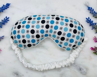 Blue Polka Dots Weighted Sleep Mask /Eye Pillow w/Flax Seed & Lavender