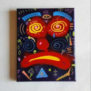 ORIGINAL Abstract Acrylic Art, Abstract Clown Painting Original, Stretched Canvas, Acrylic and Spray Paint Painting, Original Abstract Art
