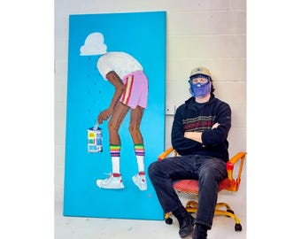 ORIGINAL &quot;Head in the Clouds&quot; Oversized Abstract Painting | Large Canvas Art | 6 Feet X 3 Feet Original Wall Artwork | Abstract Expression