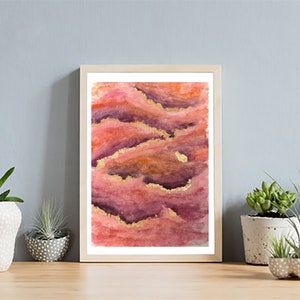 Pink Watercolor Geode Painting Digital Download