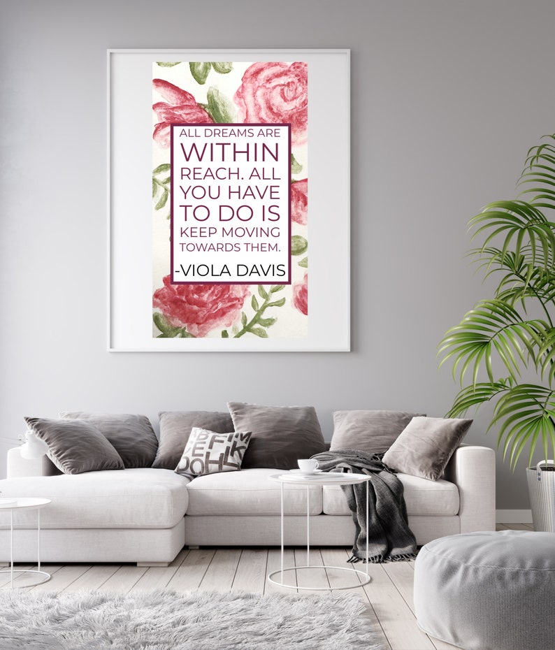 Inspirational Quote | Poster | Watercolor | Pink Red Flowers | Digital ...