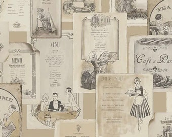 Vintage Wallpaper Kitchen Recipes Wall Decor Scrapbooking Decoupage DIY