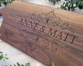 Personalized Baroque Design Engraved Charcuterie Board - The Perfect Gift for Couples or any Occasion