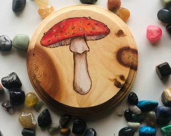 Fly Agaric Mushroom- Madera de hongo de color quema