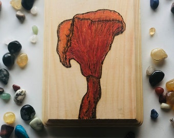 Chanterelle- Colored Wood Burning