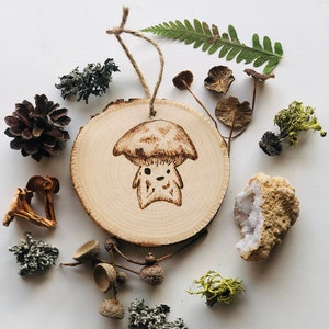Goblet Waxcap Mushroom Sprite- Mushroom Wood Burning Ornament