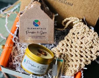 Pumpkin & Spice Body and Home Gift Set, Artisan Natural Self Care Gift Pack, Spa Kit Gift for Her, Fall Pumpkin Care Package