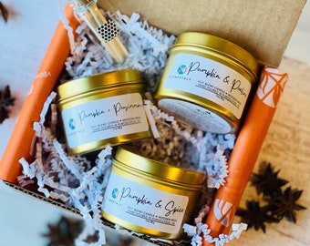 3 Little Pumpkins Candle Gift Set, 3 Fall Pumpkin Scents,  Handmade Thanksgiving Candle, Pumpkin Scented Candles in Tin