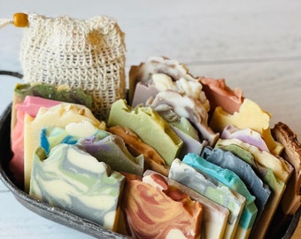 Vegan Natural Soap Ends Sample Set, Variety Soap Sampler, Handmade Soap End Bundles