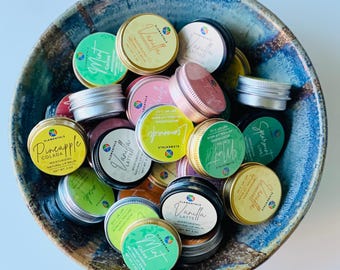 Vegan Natural Lip Balm, Flavored Lip Care in Tin