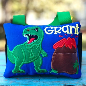 314 Dinosaur Tooth Fairy Pillow, Personalized Dino Pillow, Embroidered T-Rex, Size:5x7 inches