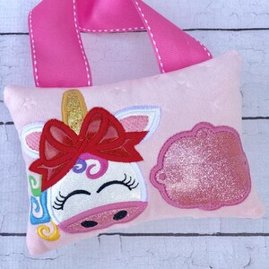 Unicorn Tooth Fairy Pillow, Embroidered Unicorn  Pillow, Personalize Pillow. Ready to ship