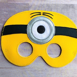 Yellow monster mask, Halloween costume, Embroidered mask, Dress up costume, Minion mask,SIZE: KIDS