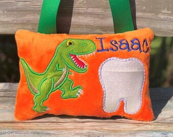 Dinosaur Tooth Fairy Pillow, Personalize Dino  Birthday Gift